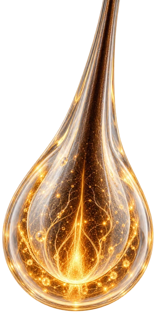 Macro view of a glowing hair follicle